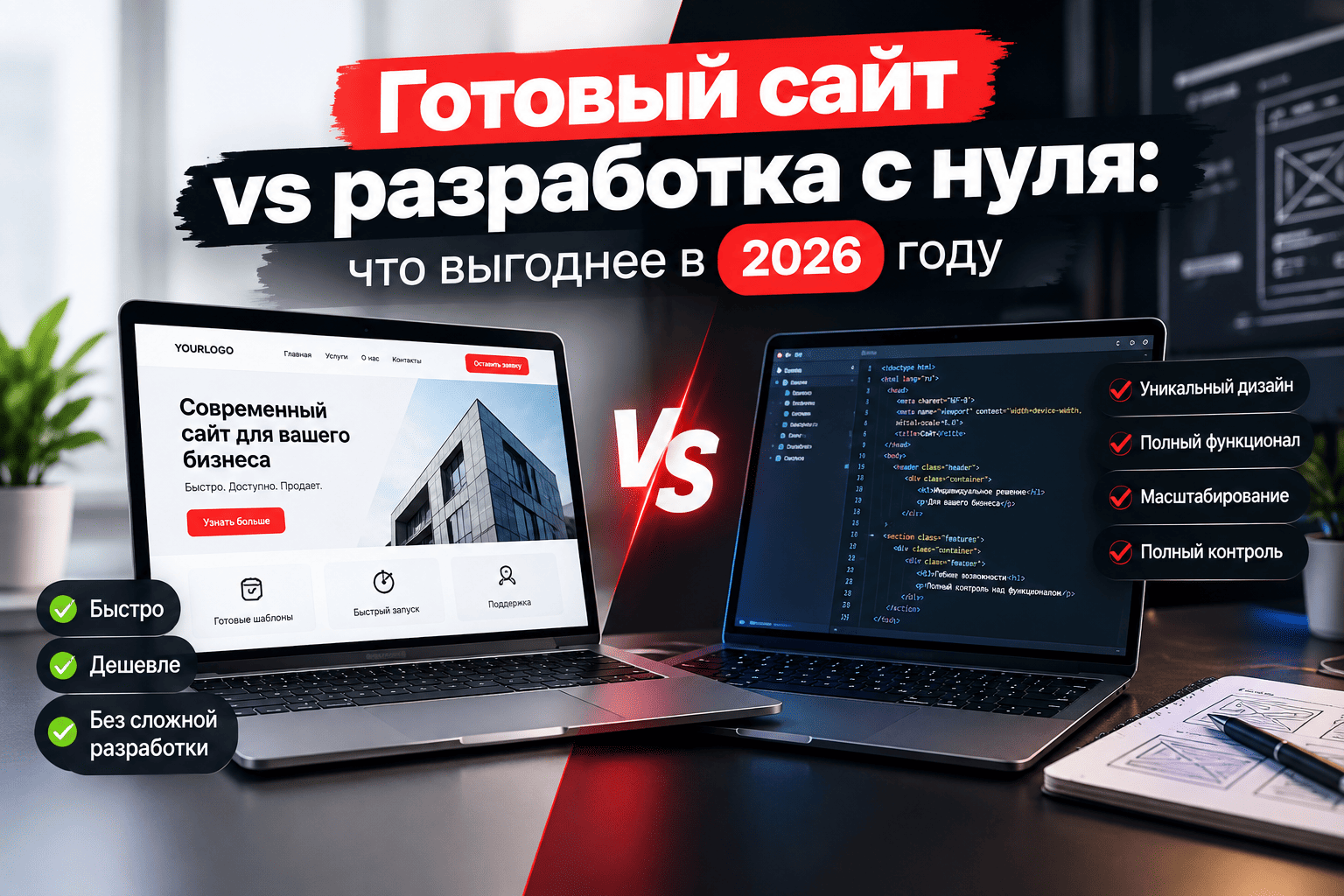 Готовый сайт vs разработка с нуля: что выгоднее в 2026 году